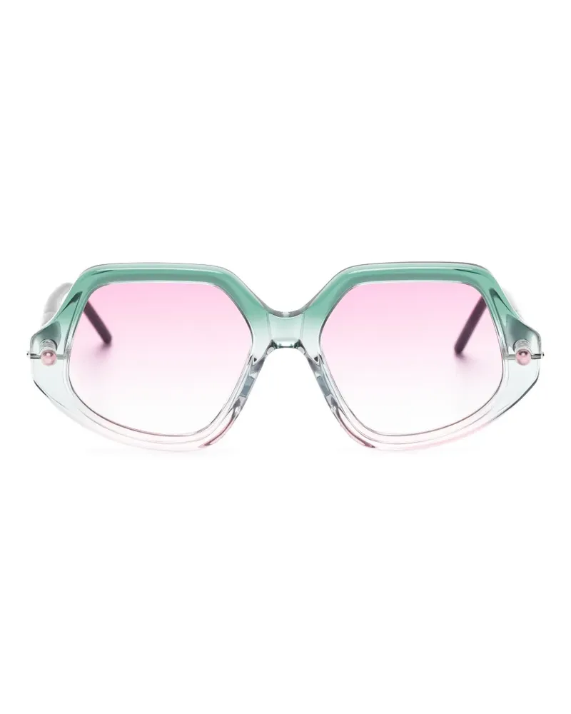 KUBORAUM P20 Miami Sonnenbrille mit geometrischem Gestell - Grün Grün