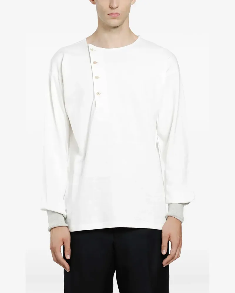 Taiga Takahashi Los. 618 Side Henley-T-Shirt - Weiß Weiß