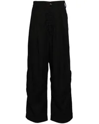 Ziggy Chen Leinenhose mit lockerem Schnitt Schwarz