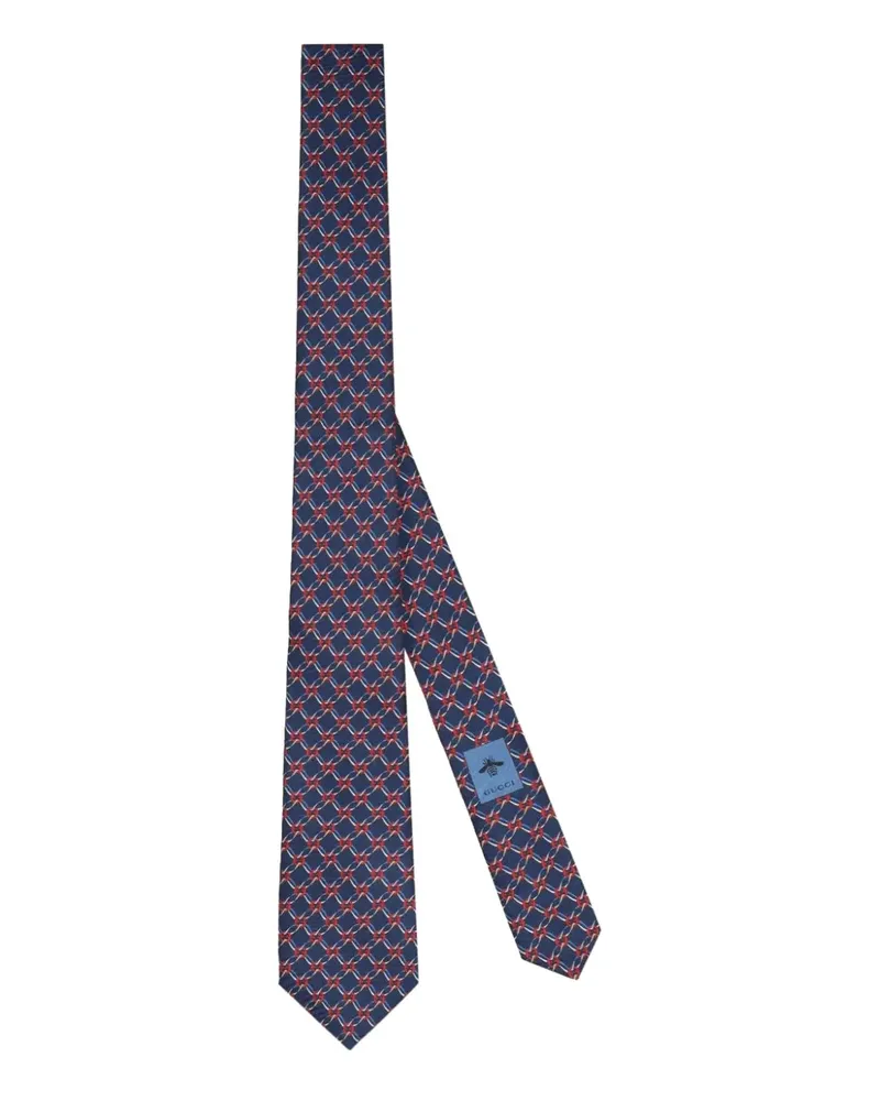 Gucci Geometrisch gemusterte Seidenkrawatte - Blau Blau