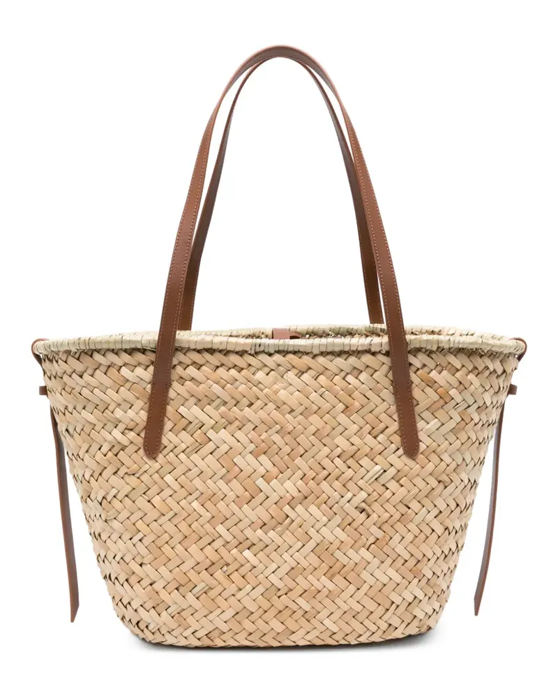 Coccinelle Gewebte Schultertasche mit Lederbesatz - Nude Nude