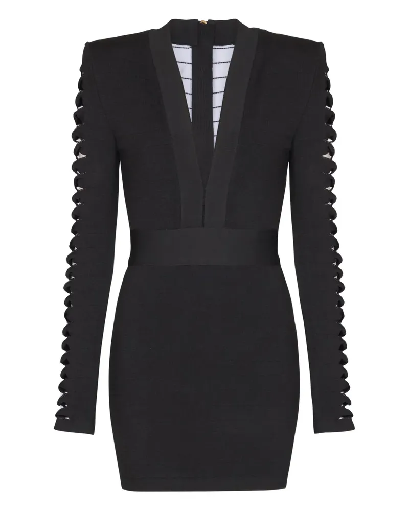 Balmain V-Ausschnitt-Minikleid mit Cut-Out - Schwarz Schwarz
