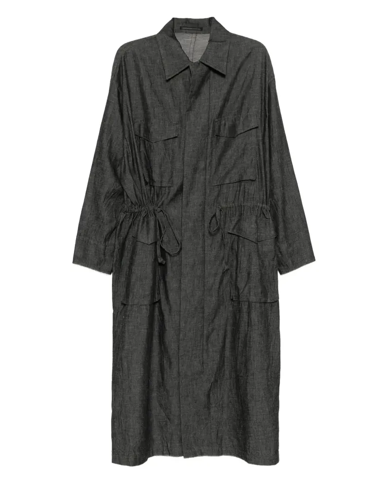 Yohji Yamamoto Mantel mit Besatzstreifen - Schwarz Schwarz