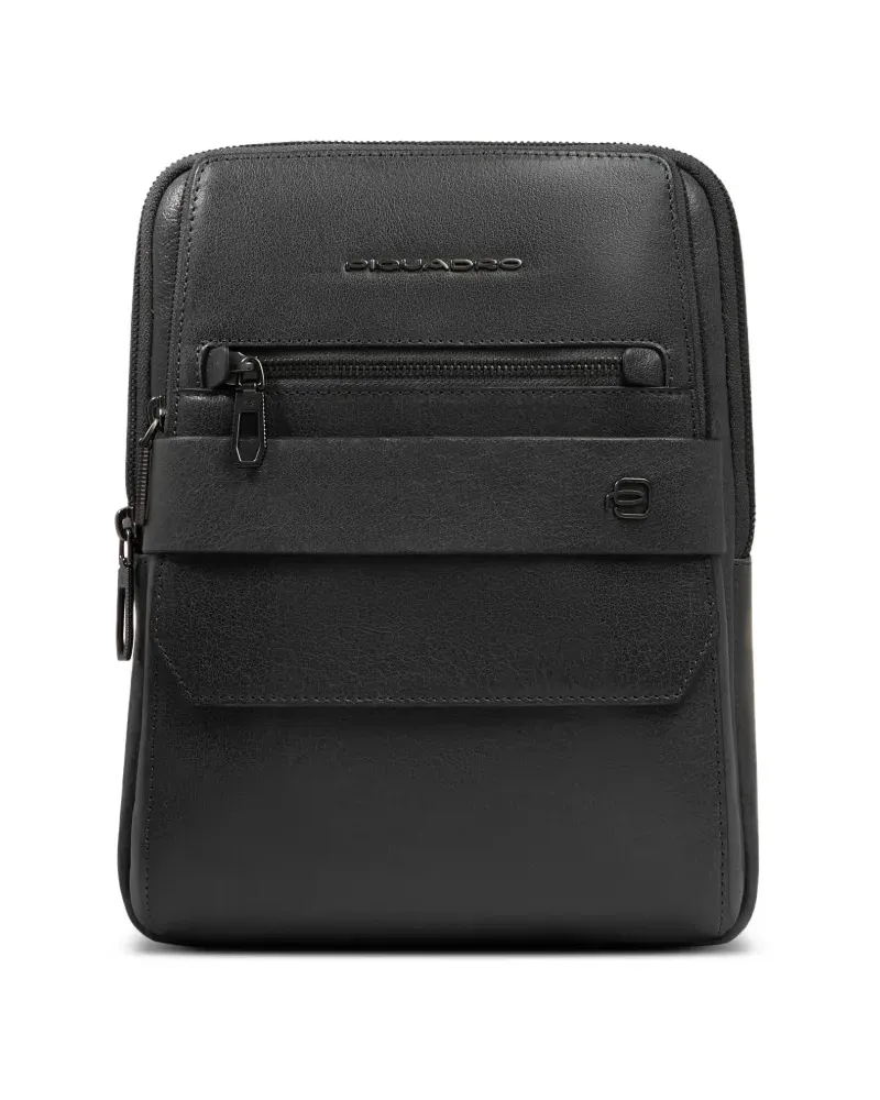 Piquadro Kuriertasche aus Leder - Schwarz Schwarz