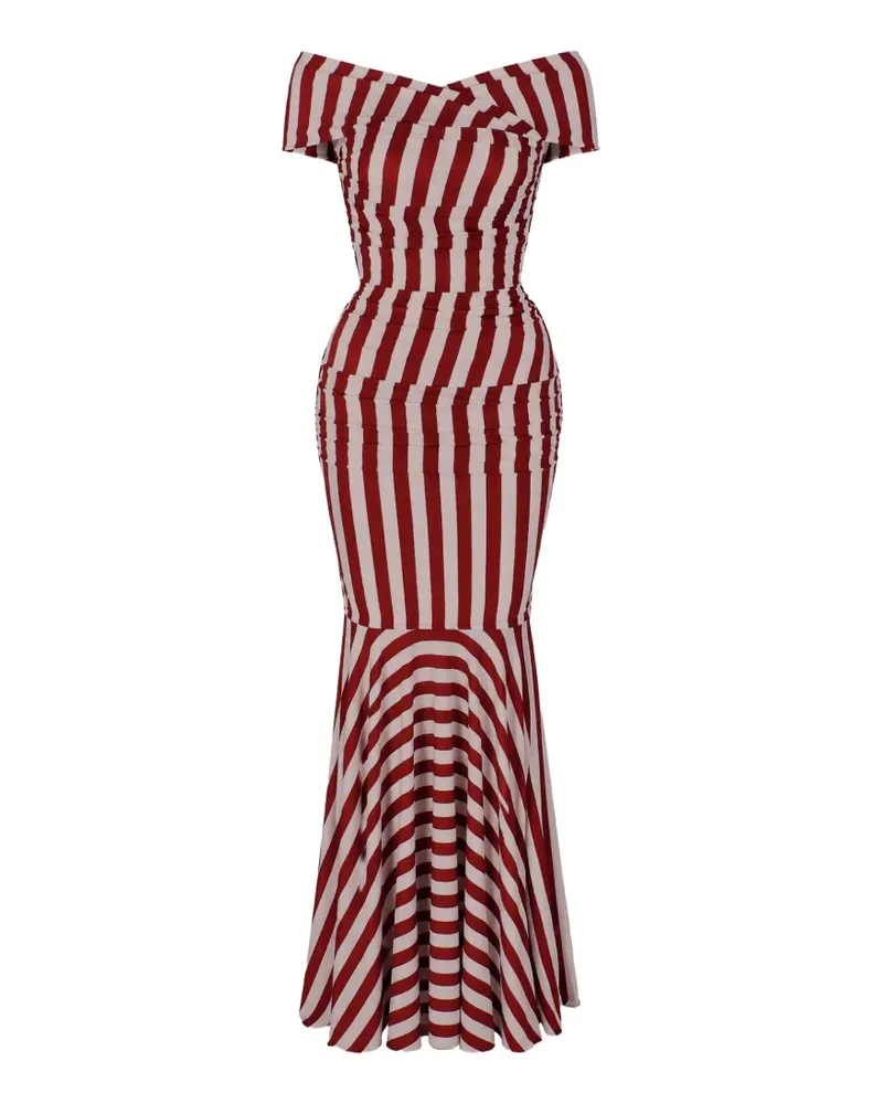 Dolce & Gabbana striped-pattern ruched-detailing maxi dress - Rot Rot