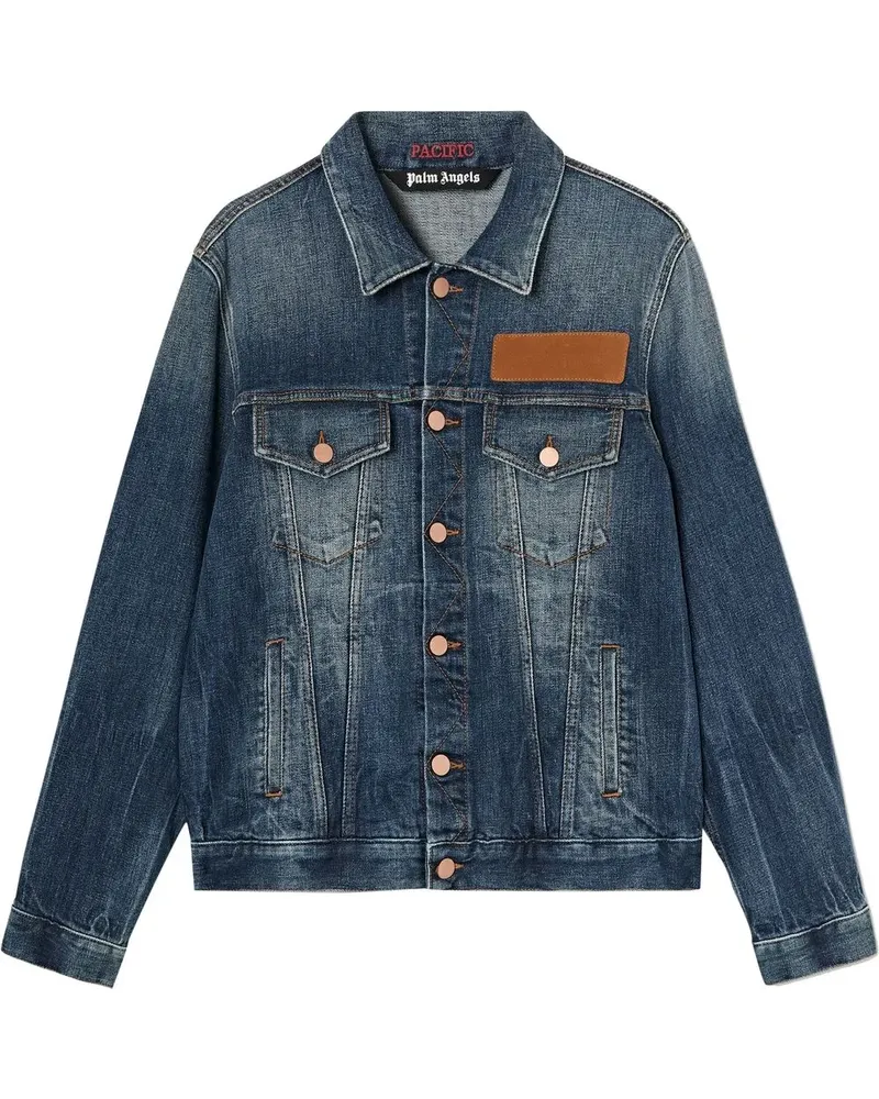 Palm Angels Jeansjacke mit Palme - Blau Blau