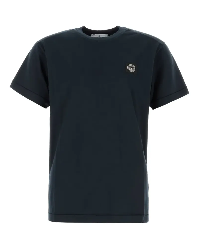 Stone Island T-Shirt mit Logo-Patch - Blau Blau