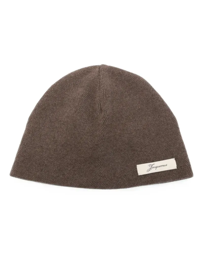 Jacquemus herringbone-knit beanie hat - Braun Braun