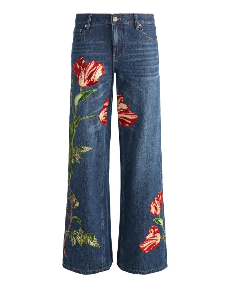 Alice + Olivia Amazing Jeans mit Blumenstickerei - Blau Blau