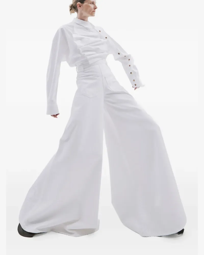 A.W.A.K.E. logo-patch wide-leg jeans - Weiß Weiß