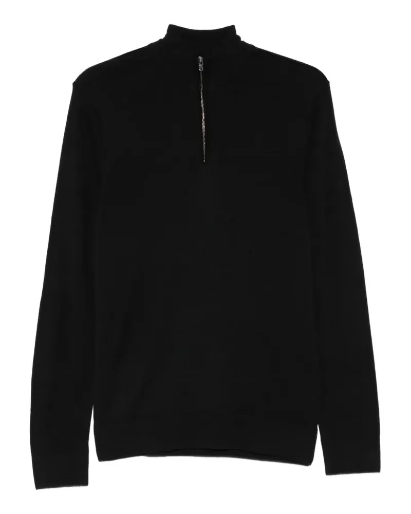 Sunspel Pullover mit kurzem Reißverschluss - Schwarz Schwarz
