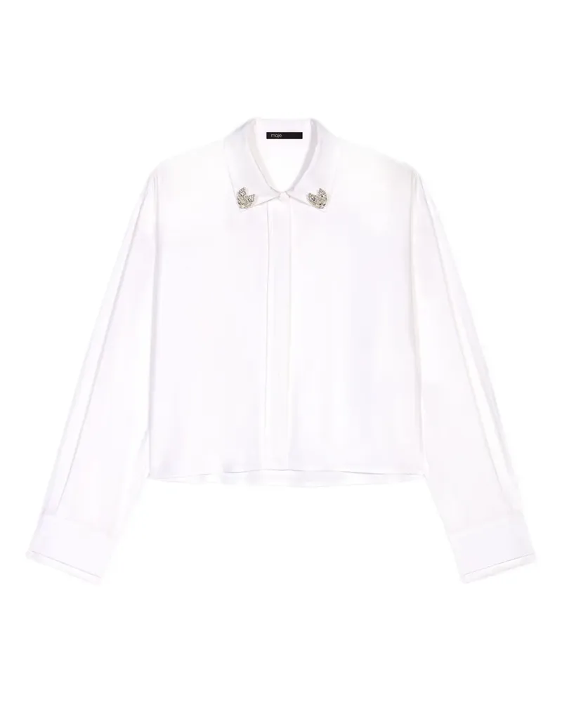 Maje Hemd mit Schmucksteinen - Weiß Weiß