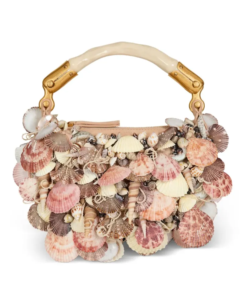 Balmain Ebene Mini-Tasche mit Stickerei - Nude Nude