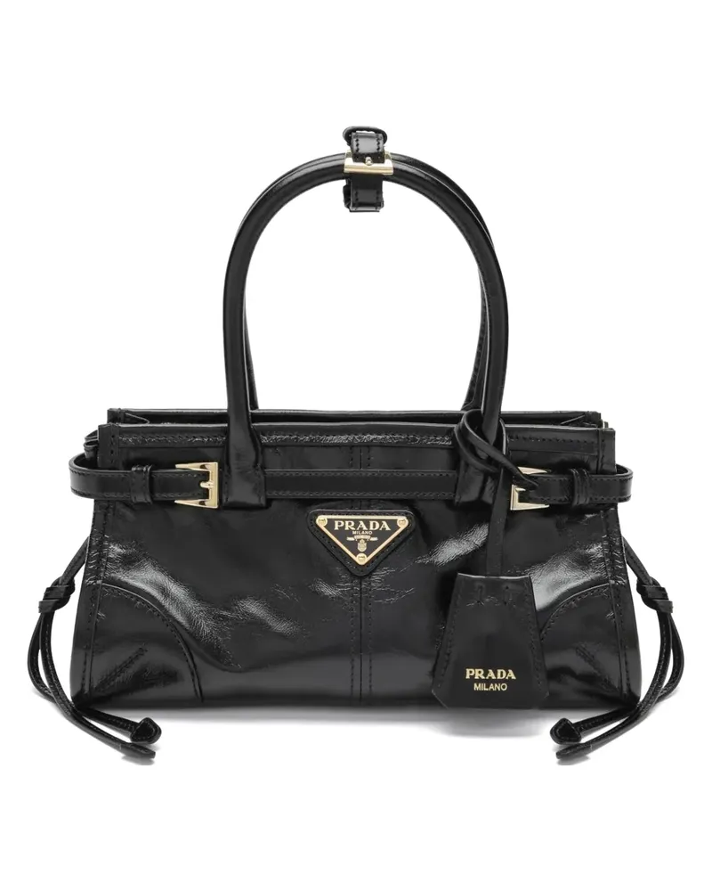Prada Schnallen-Tote Bag mit Logo-Schild - Schwarz Schwarz