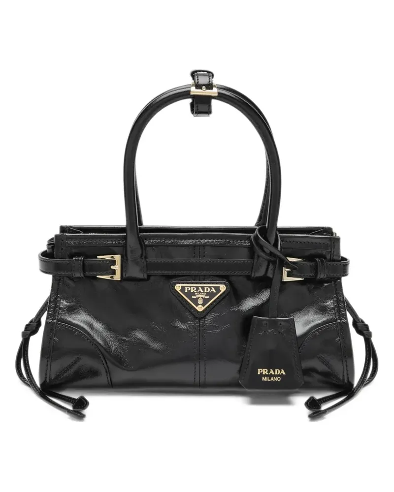 Prada Schnallen-Tote Bag mit Logo-Schild - Schwarz Schwarz