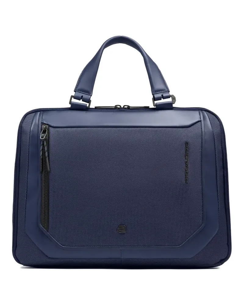 Piquadro expandable leather-trim laptop bag - Blau Blau