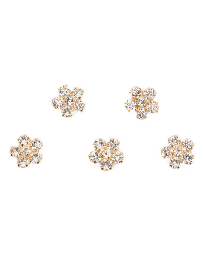 Jennifer Behr crystal-embellished floral-motif hair pins - Gold Gold