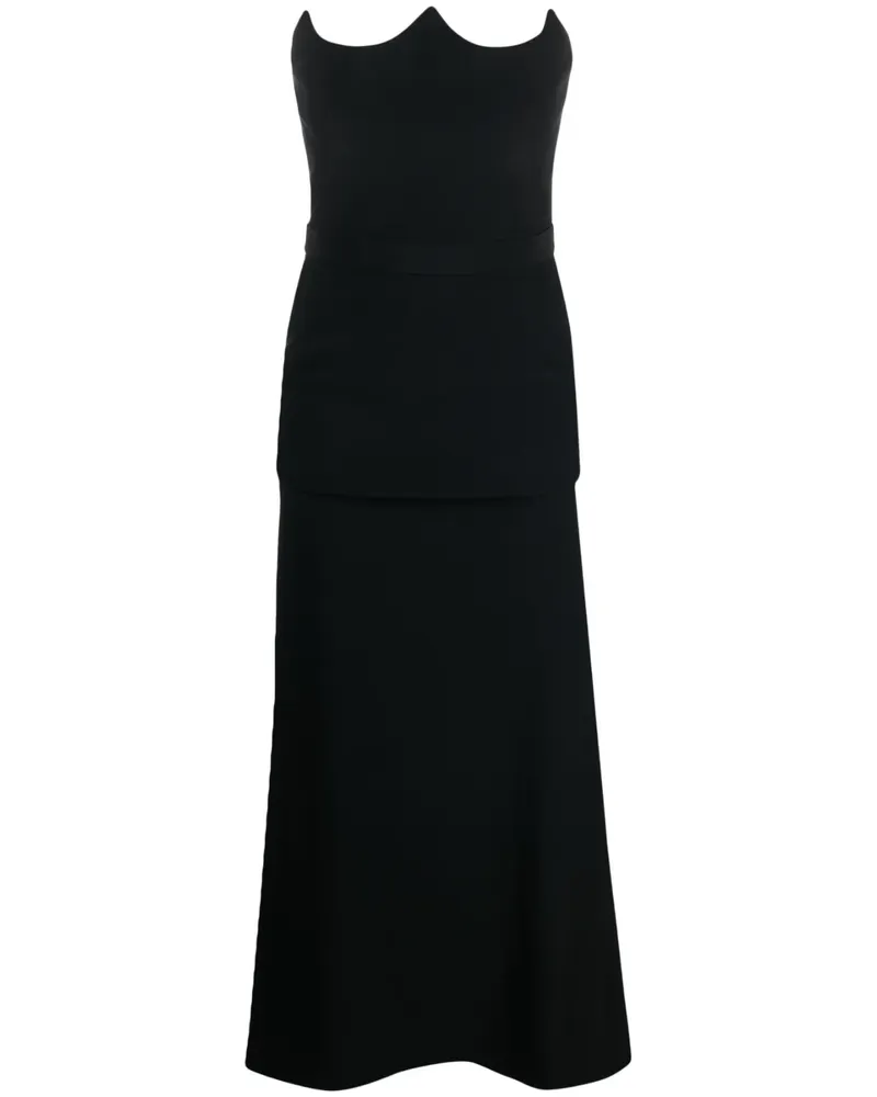 Alexander McQueen Schulterfreies Maxikleid - Schwarz Schwarz