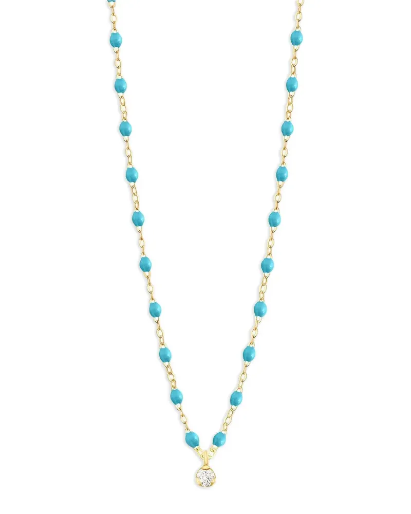 Gigi Clozeau 18kt Gig Classic Supreme Gelbgoldhalskette mit Diamanten und Türkis Gold