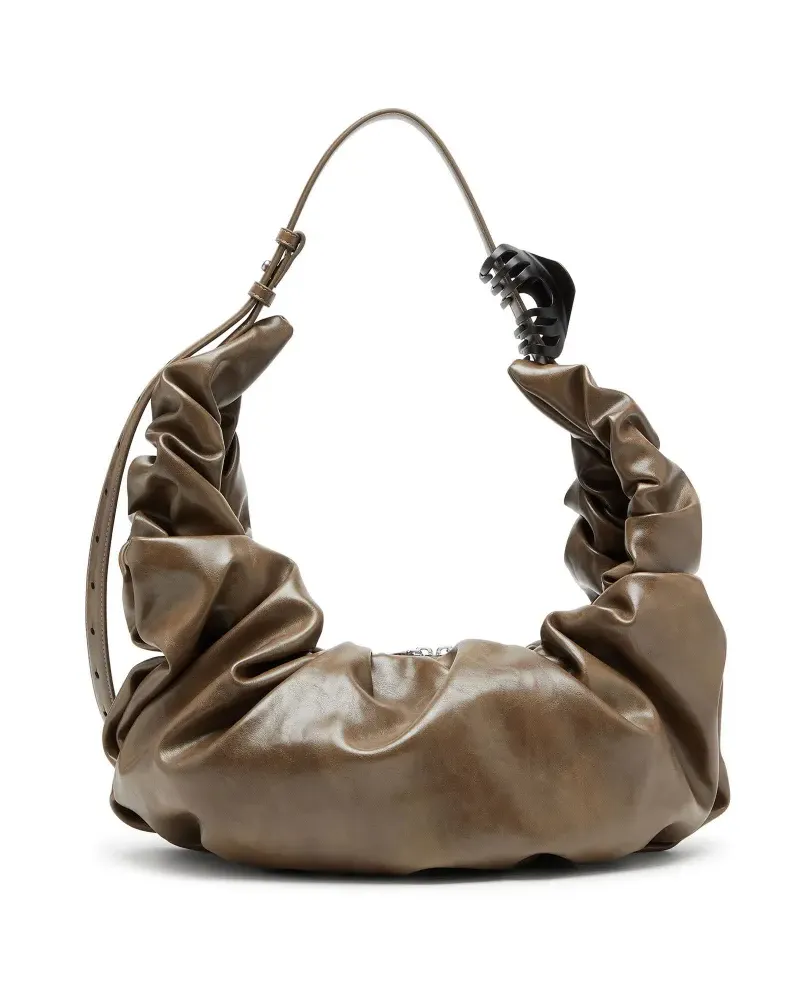 Diesel Große Grab-D Schultertasche mit Raffung - Braun Braun