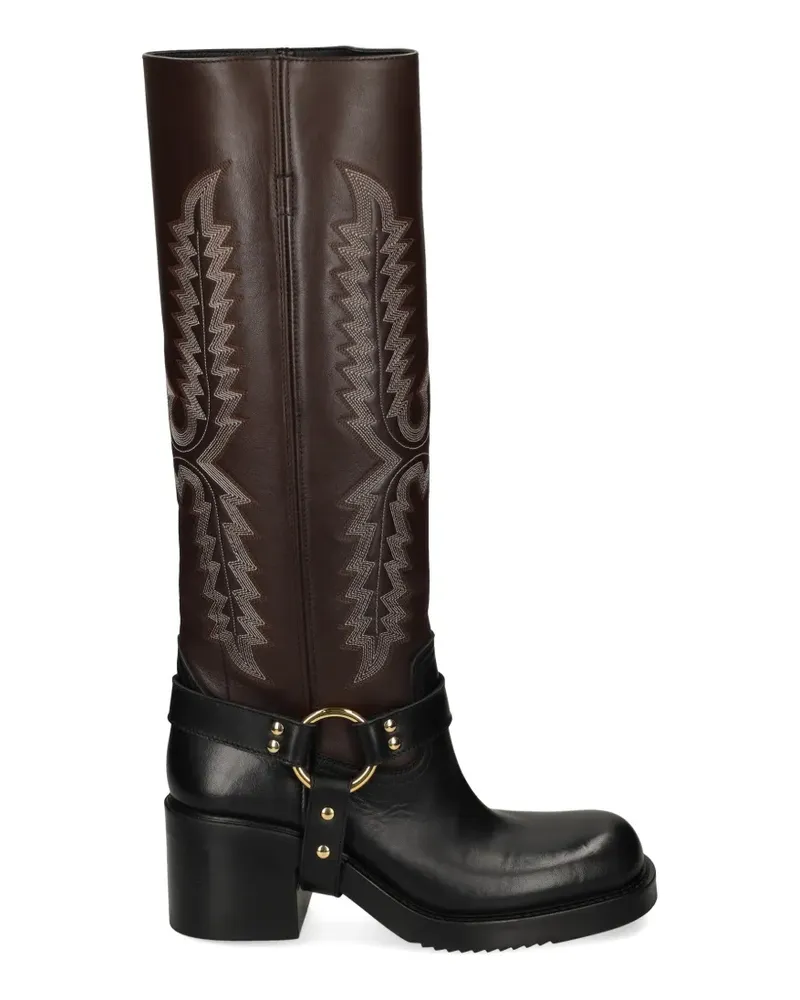 Elena Iachi Bestickte Stiefel - Braun Braun