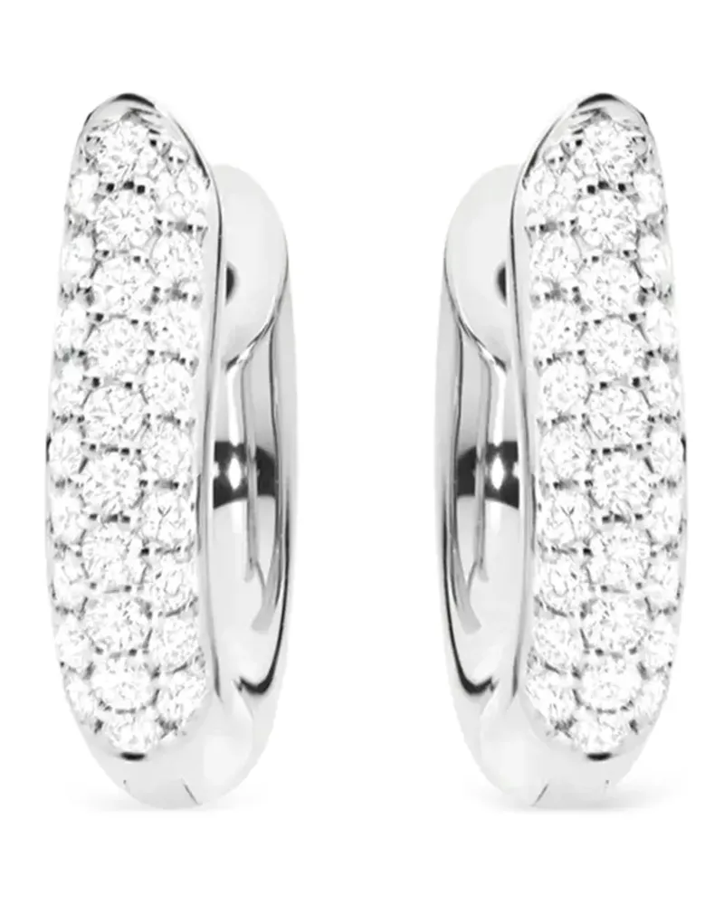 TAMARA COMOLLI Mittelgroße 18kt Weißgoldcreolen mit Diamanten - Silber Silber