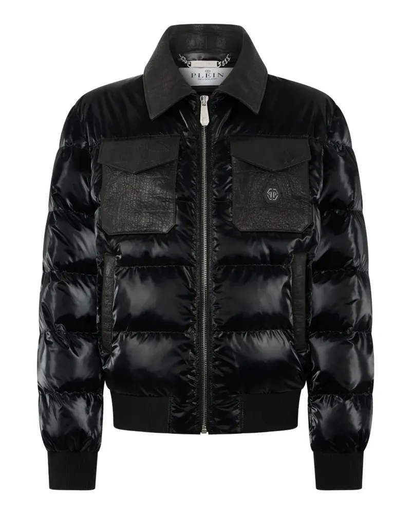 Philipp Plein Steppjacke mit Kroko-Effekt - Schwarz Schwarz