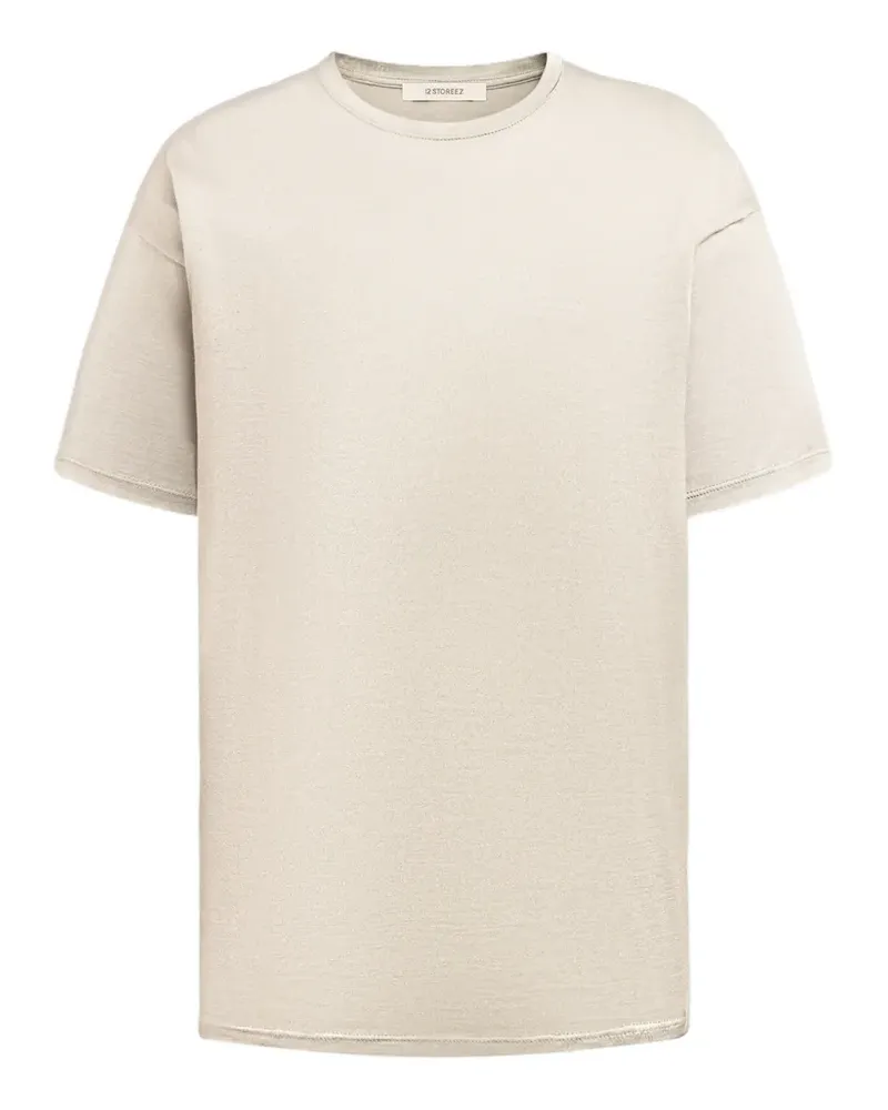 12 STOREEZ T-Shirt aus Seiden-Jersey - Nude Nude