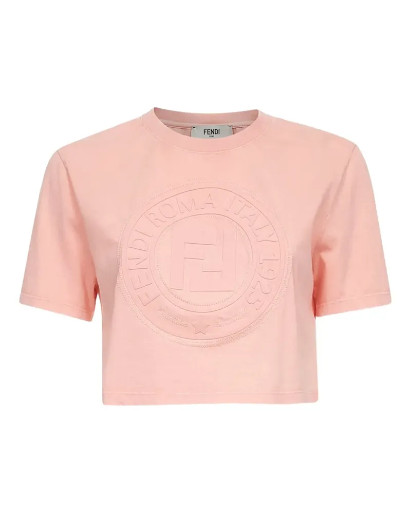 Fendi Kurzärmeliges Oberteil mit Logo-Prägung - Rosa Rosa