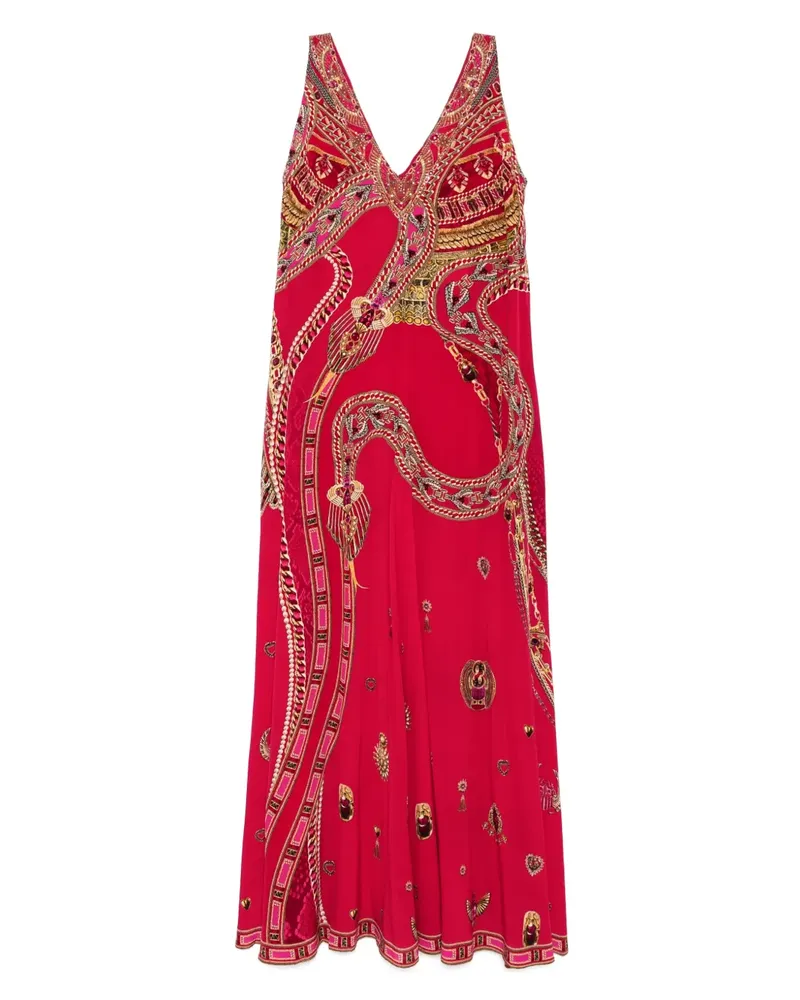 Camilla Ausgestellter Jumpsuit mit V-Ausschnitt - Rot Rot