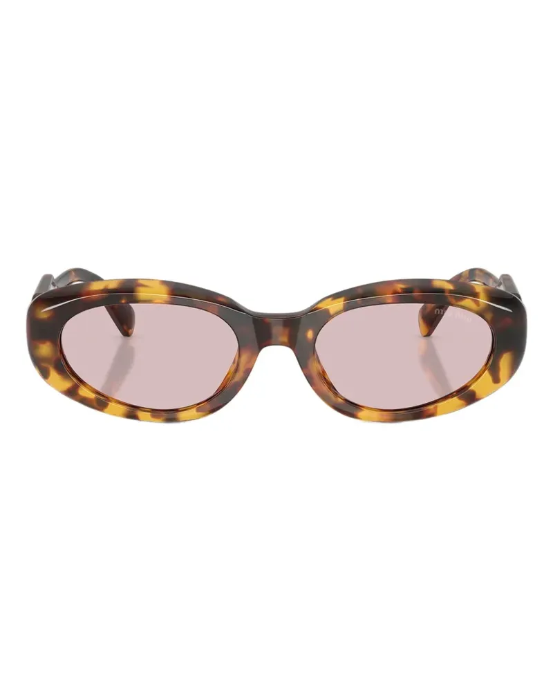 Miu Miu Ovale Sonnenbrille in Schildpattoptik - Braun Braun