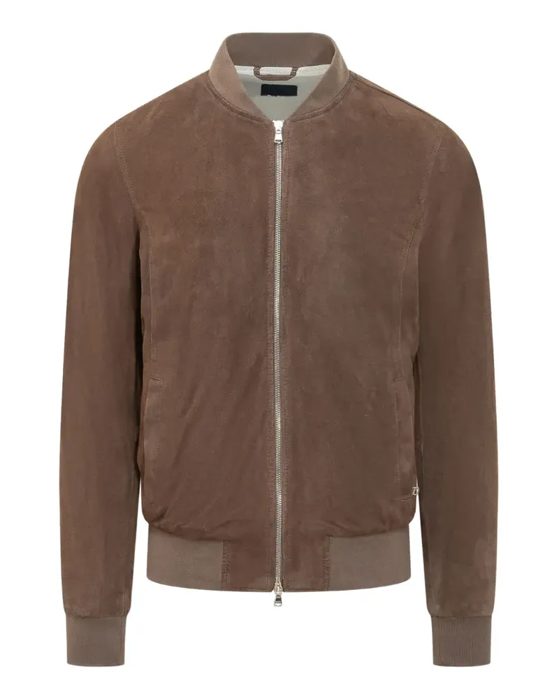 BARBA zip-up suede jacket - Braun Braun