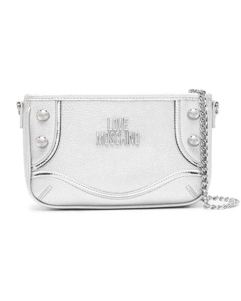 Moschino Schultertasche mit Logo - Silber Silber