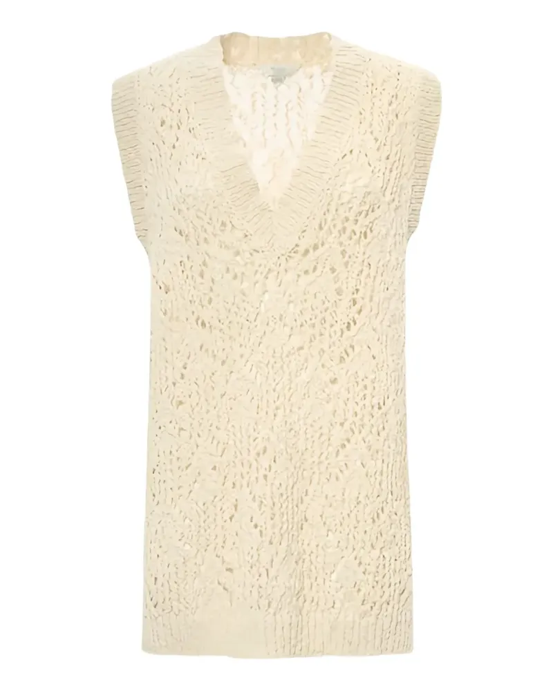 Malo open-knit V-neck vest - Nude Nude