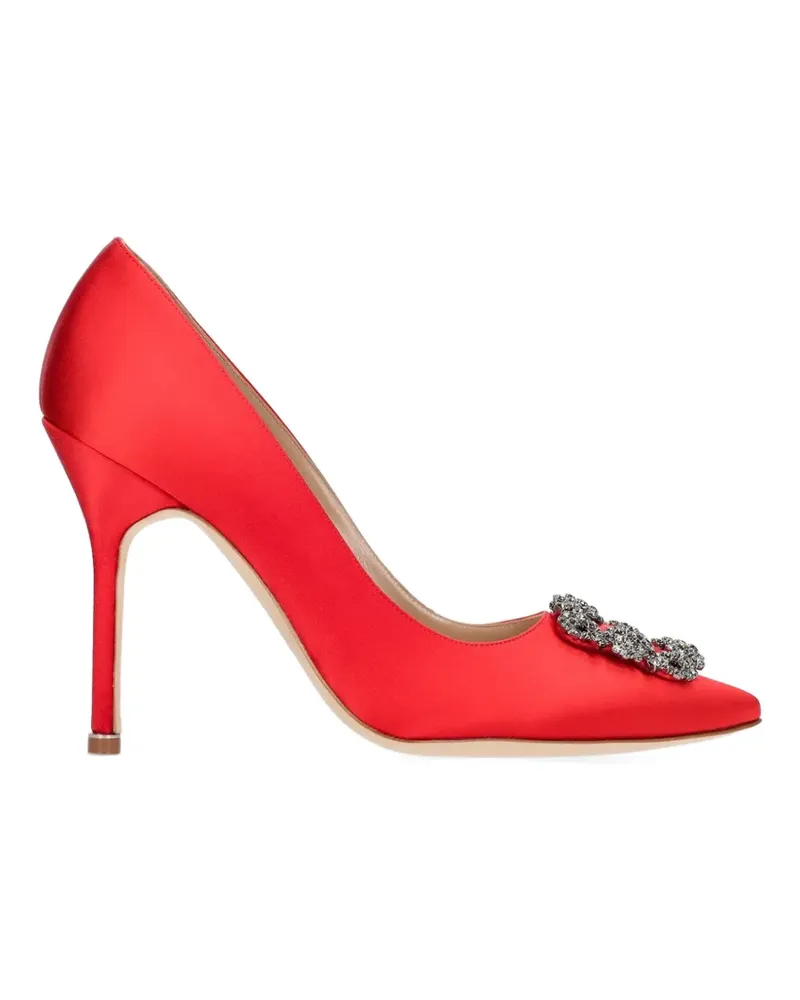 Manolo Blahnik satin jewel buckle pumps - Rot Rot