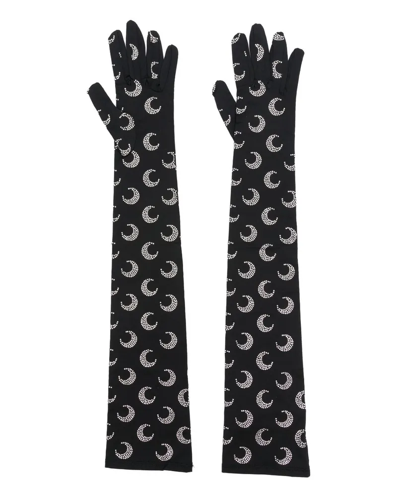 Marine Serre Handschuhe mit Strass - Schwarz Schwarz