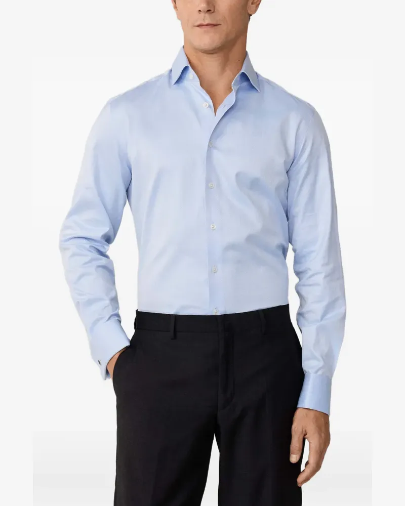 Hackett Knightsbridge Hemd mit Fischgrätenmuster - Blau Blau
