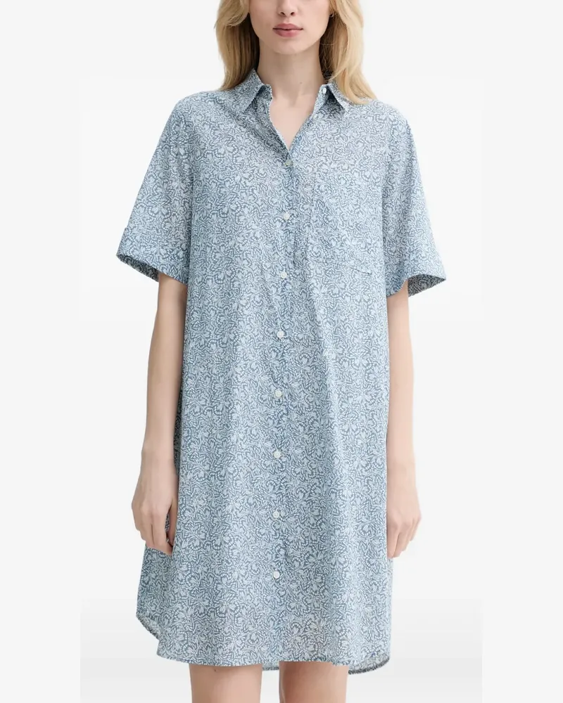 Marc O'Polo Midikleid mit Schmetterling-Print - Blau Blau