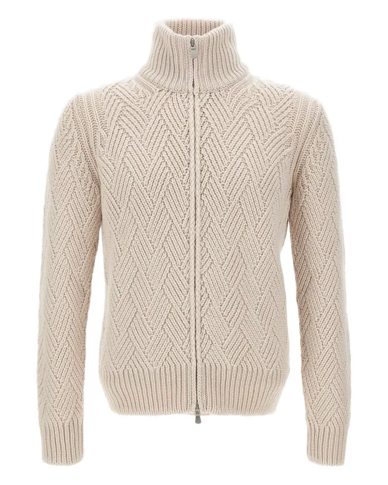 Gran Sasso high-neck cardigan - Nude Nude