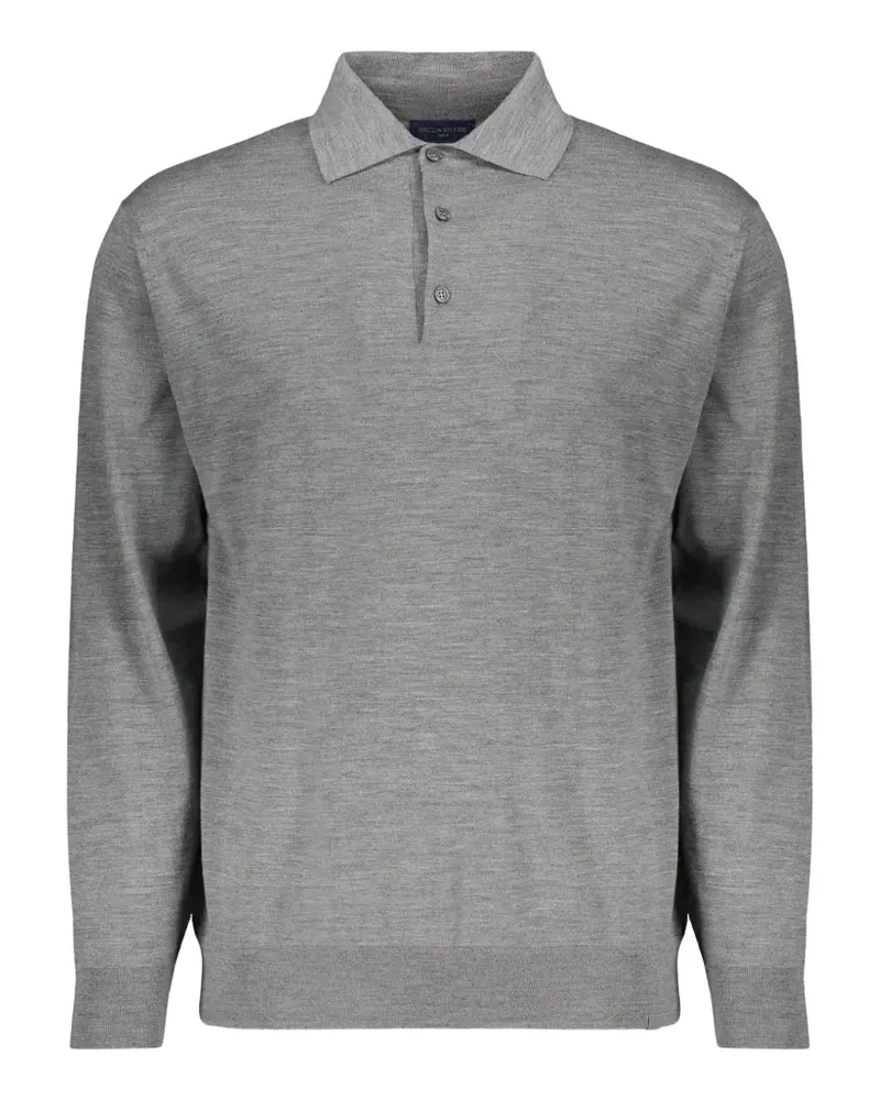 Paul & Shark 140's merino wool long-sleeve polo shirt - Grau Grau