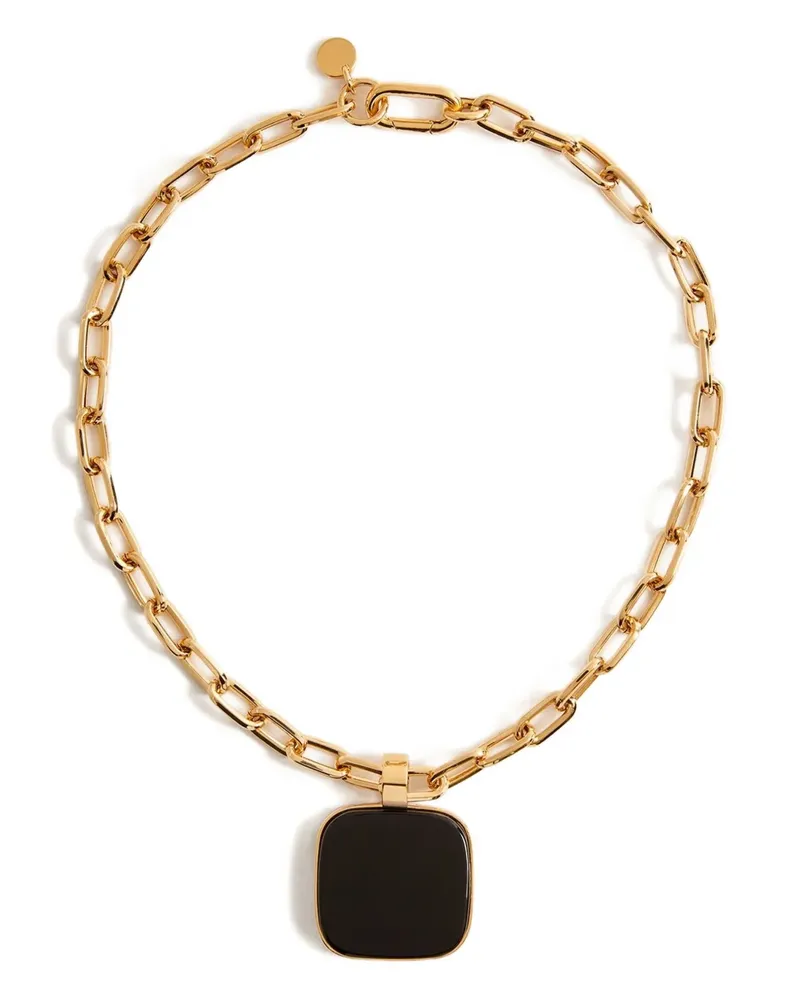 La DoubleJ square pendant chain necklace - Gold Gold