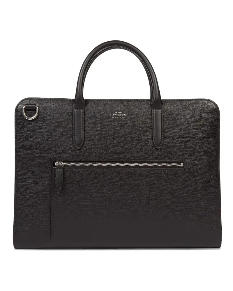 Smythson Ultra Slim Aktentasche mit Reißverschluss - Schwarz Schwarz