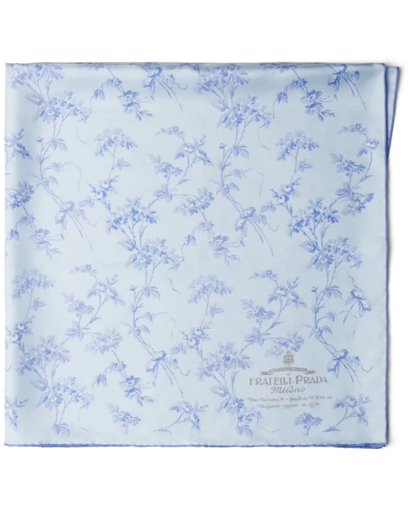 Prada Seidenschal mit Blumen-Print - Blau Blau
