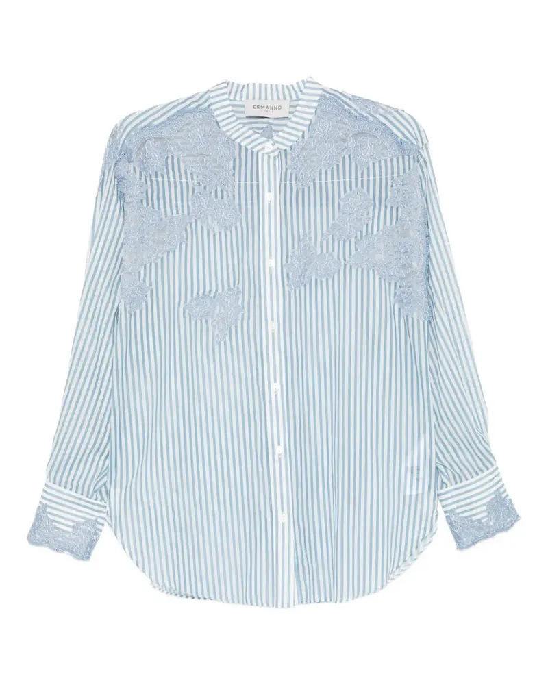 Ermanno Scervino Gestreiftes Hemd mit Spitze - Weiß Weiß