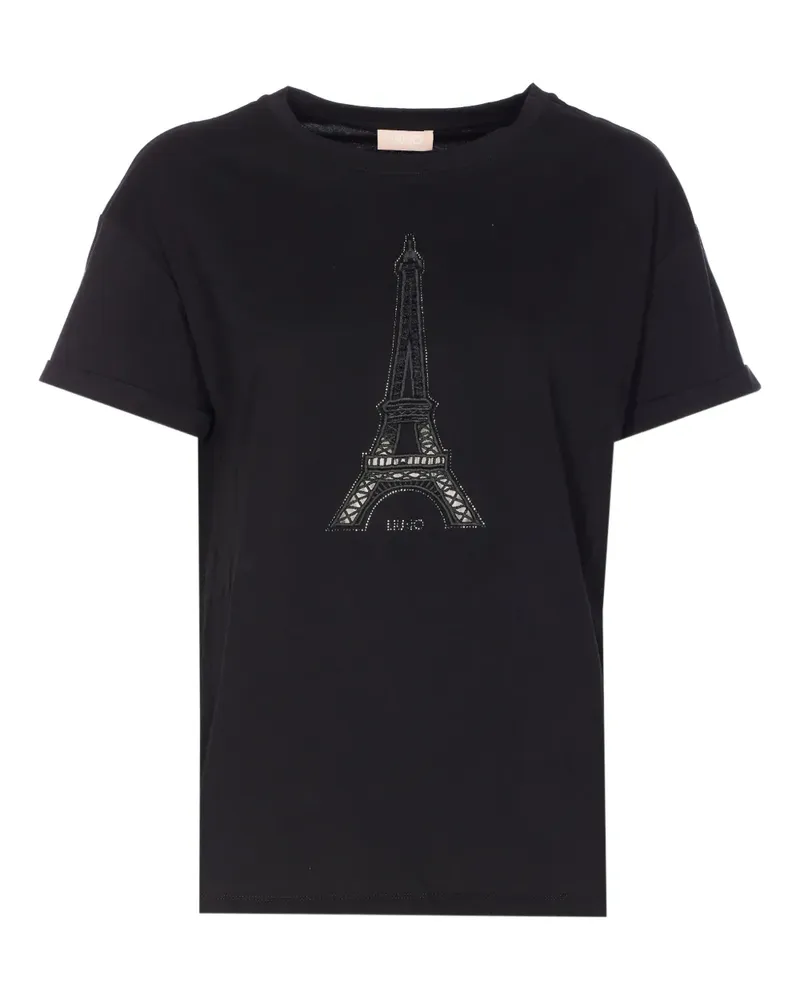 Liu Jo T-Shirt mit Strass-Stickerei - Schwarz Schwarz