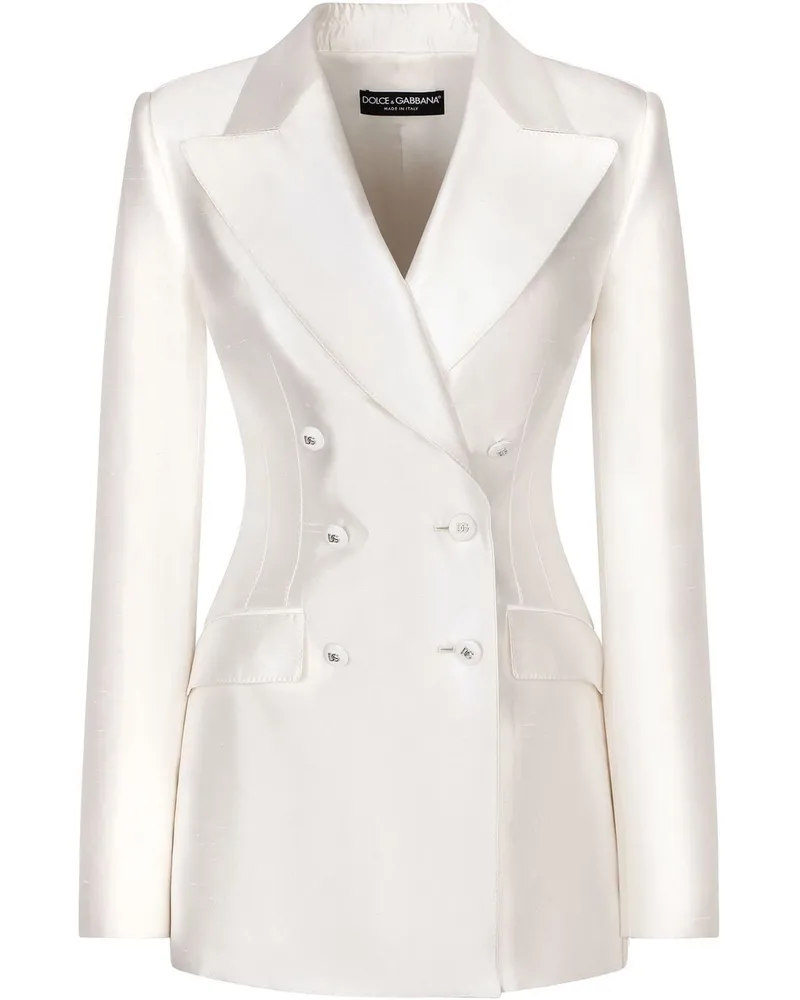 Dolce & Gabbana Doppelreihiger Seidenblazer - Weiß Weiß