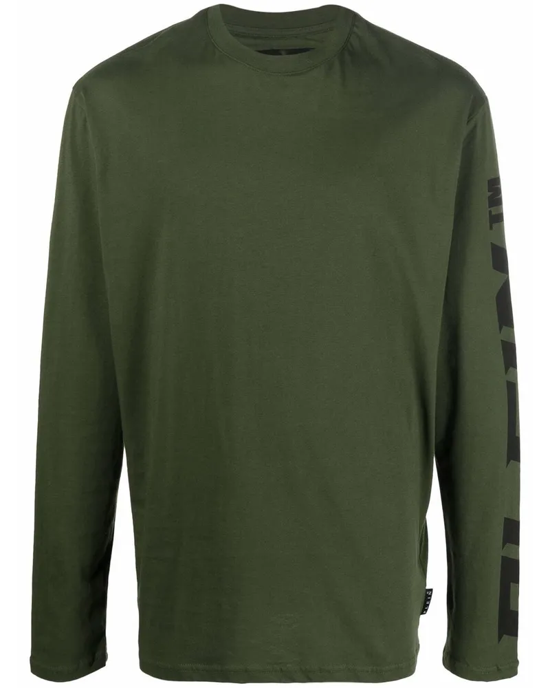 Philipp Plein Langarmshirt mit Logo-Print - Grün Grün
