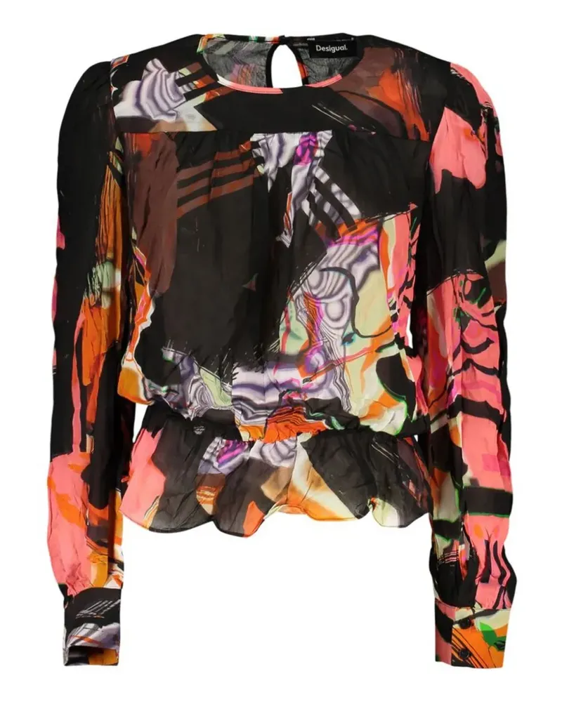 Desigual Bluse mit abstraktem Print - Schwarz Schwarz