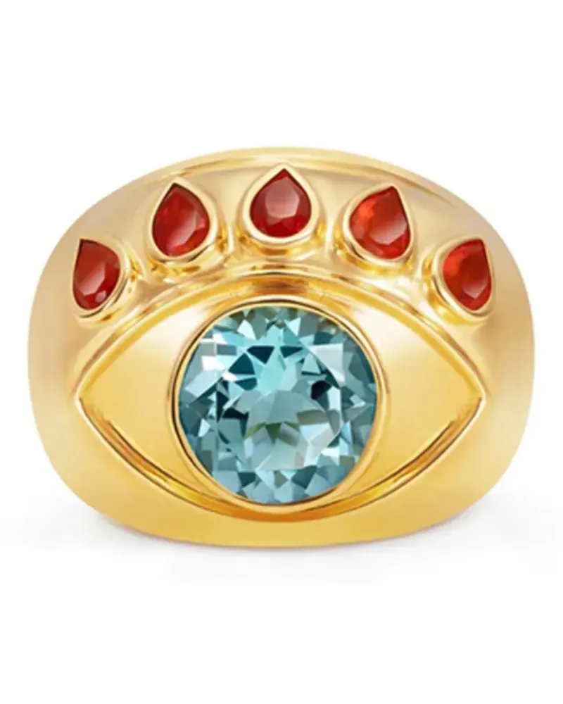 NeverNoT 18kt Ready to See You Gelbgoldring mit Topas und Opal Gold