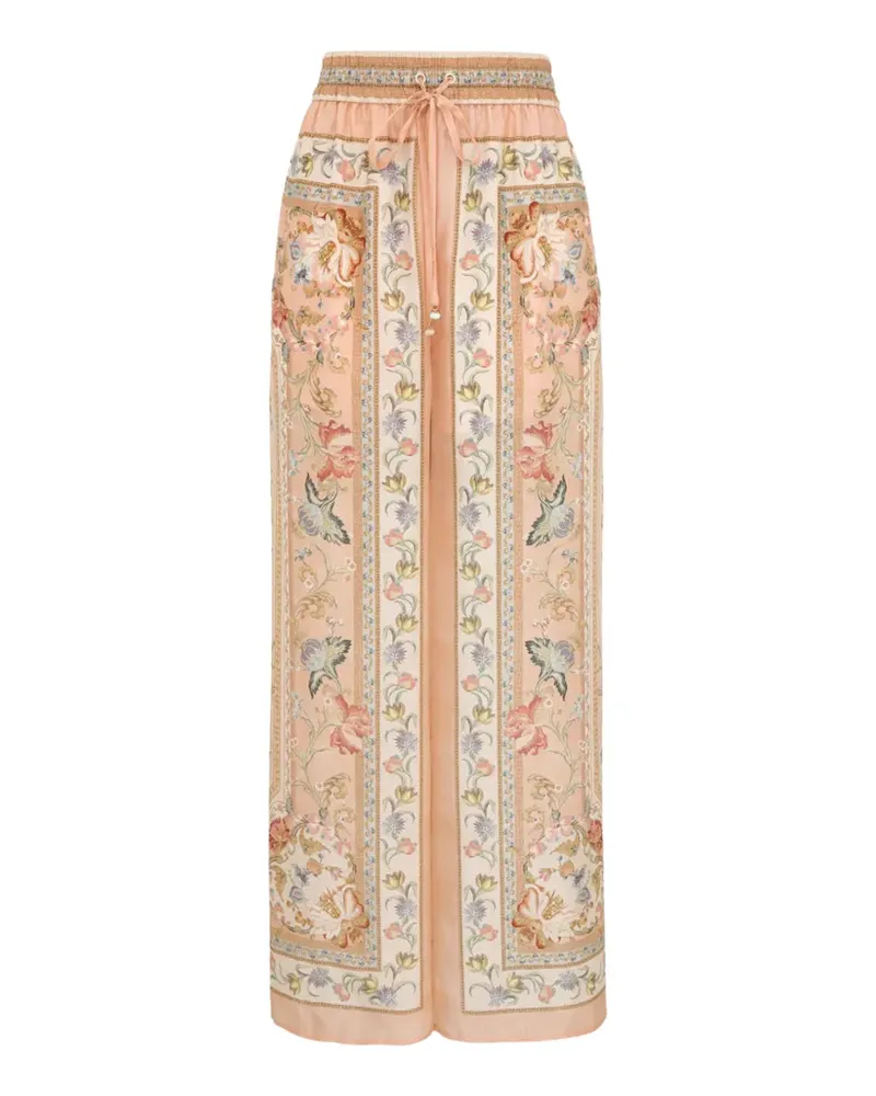 Zimmermann Roselight floral-print silk trousers - Nude Nude